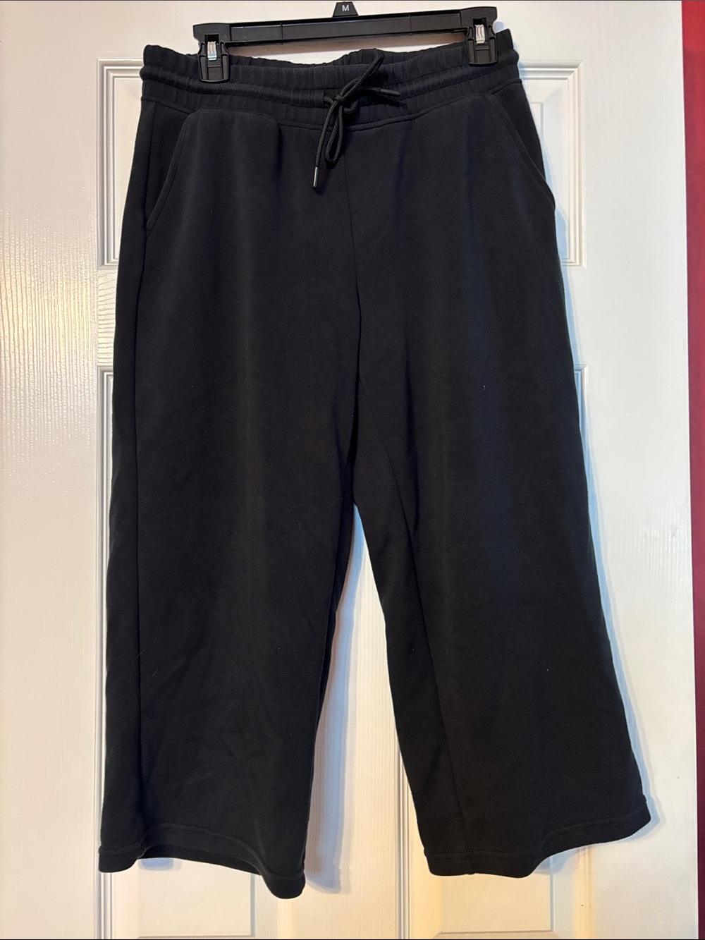Members marks Black Wide-Leg Drawstring capri lounge pants size medium